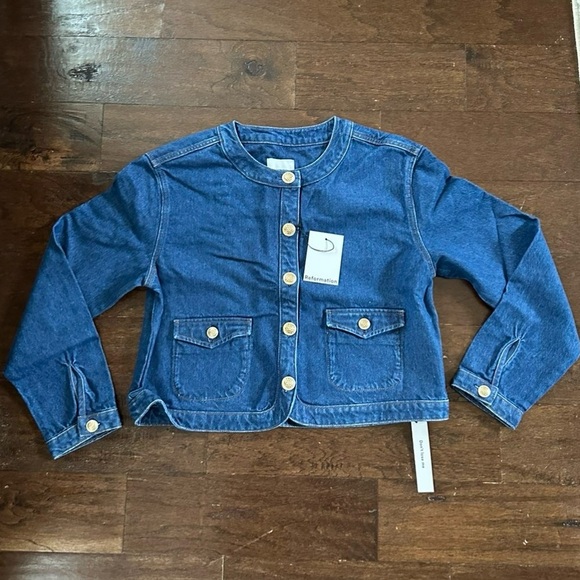 Reformation-Braxton Denim Jacket-dark blue-size Large-brand new-Retail $218 - Picture 6 of 15